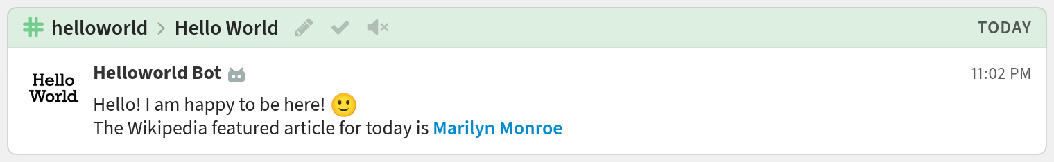 Hello World integration